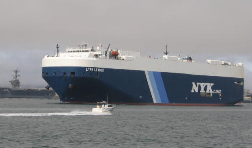 cool car carrier cargo ship in san diego bay