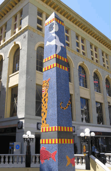 colorful obelisk by horton plaza