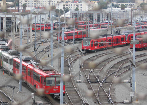 cool chaotic photo of trolley yard