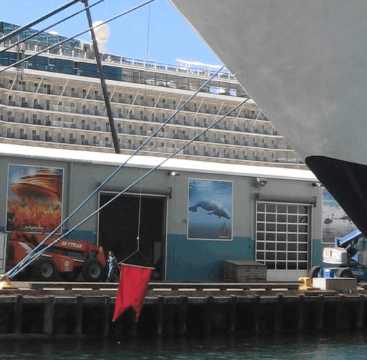 cruise ships and murals on san diego bay