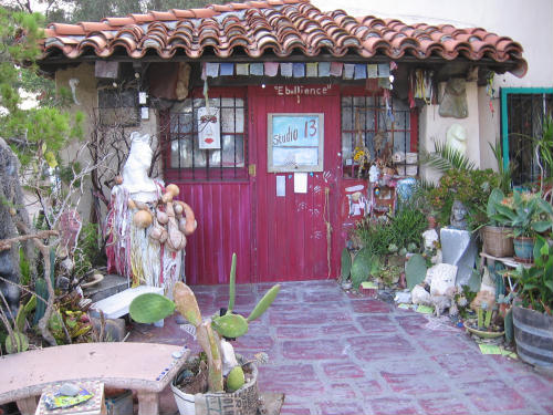 funky art studio in spanish village