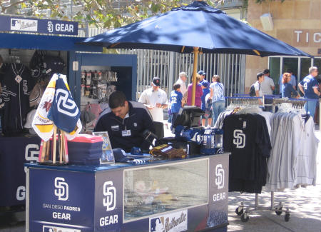 padres fan gear vendor outside petco park