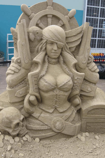 sexy sand sculpture pirate