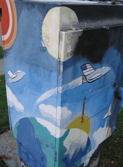 space flight on a city street