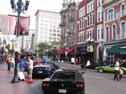 cool cars and historic buildings in gaslamp