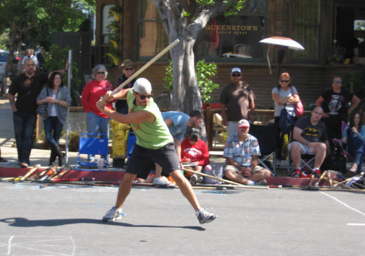 stickball batter swings away in little italy