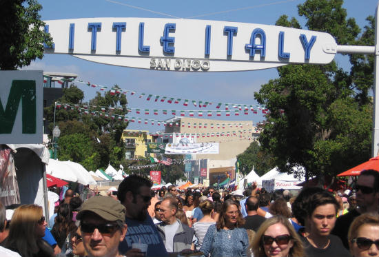 a crowd enjoys festa in little italy