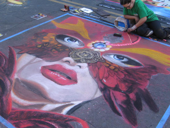 a fantastic work of chalk art in little italy