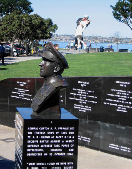 admiral sprague bust remembers leyte gulf battle