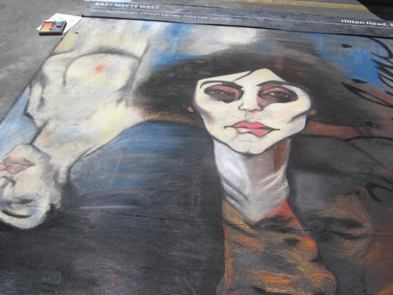 artistic creations using chalk in little italy