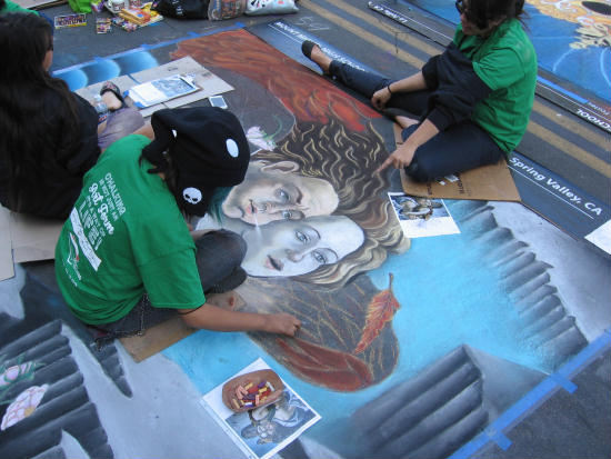 artists at work at festa event in san diego