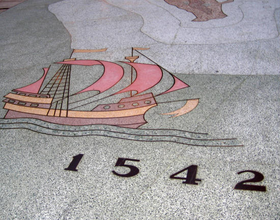 cabrillo's galleon san salvador sails in civic center plaza