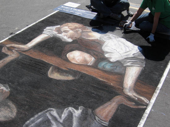 classic italian chalk art at festa in san diego