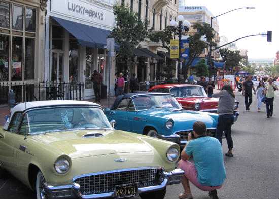 cool cars displayed in downtown san diego