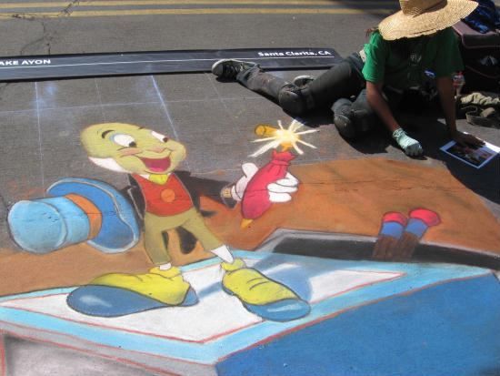 disney chalk art jiminy cricket