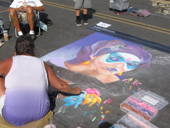 italian chalk art creation at festa