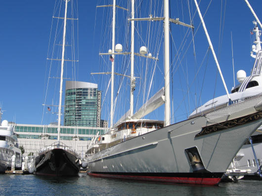 yachts behind san diego convention center