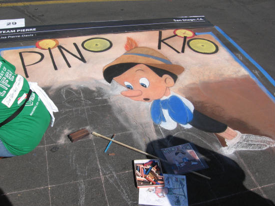 pinocchio appears on a san diego street