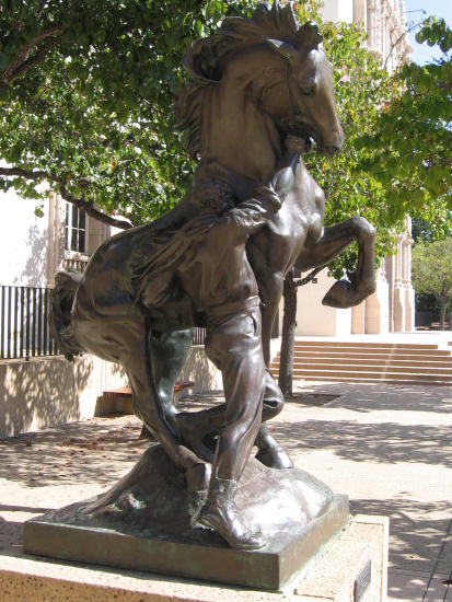 taming a wild horse sculpture in balboa park