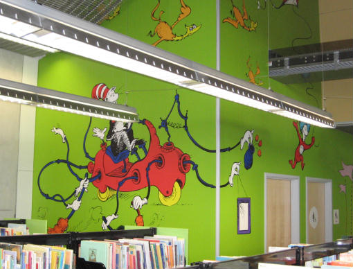 the cat in the hat on san diego central library wall