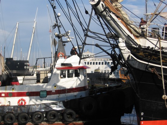 tugboat ready to pull star of india to sea