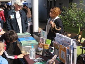 02 Nonprofit organizations display info in front of Visitor Center for Cabrillo centennial.