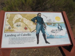 05 Park sign shows where Cabrillo entered San Diego Bay in 1542.