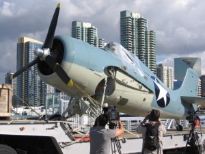 Wildcat fighter plane arrives at Navy Pier.