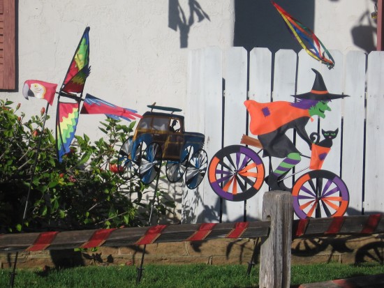 Wind-driven witch in front of Kite Flite shop.