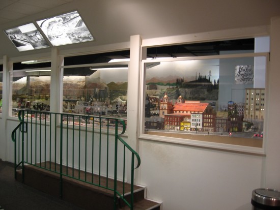Windows to the big Cabrillo Southwestern O Scale exhibit.