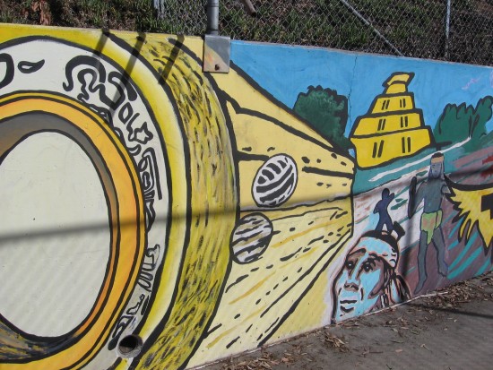 06 Mural behind Chicano Park basketball court.