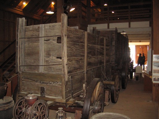 Huge freight wagon on display at Seeley Stable.