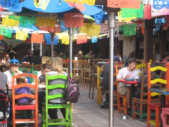 Eating great Mexican food outdoors in San Diego's Old Town.