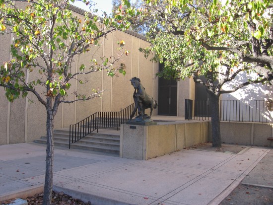 Horse sculpture in northwest corner of Balboa Park central plaza.