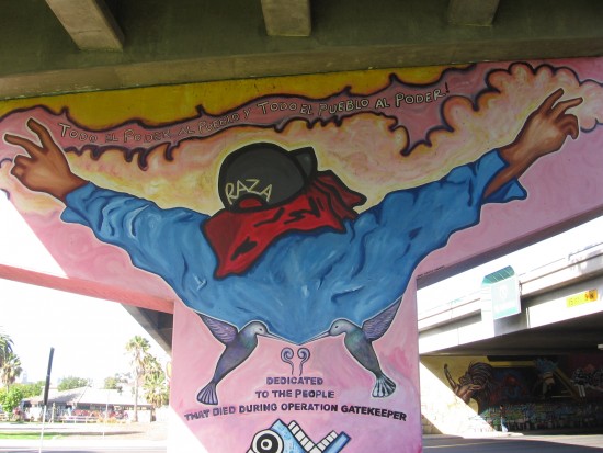 Raza mural decries Operation Gatekeeper.