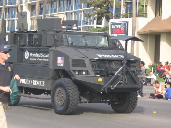 A huge Homeland Security armored vehicle.