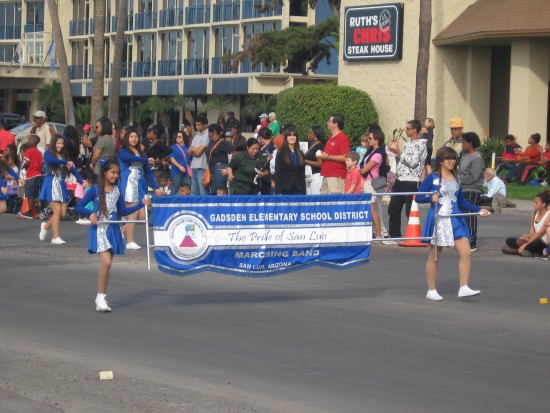 Here comes the Gadsden Elementary School marching band.