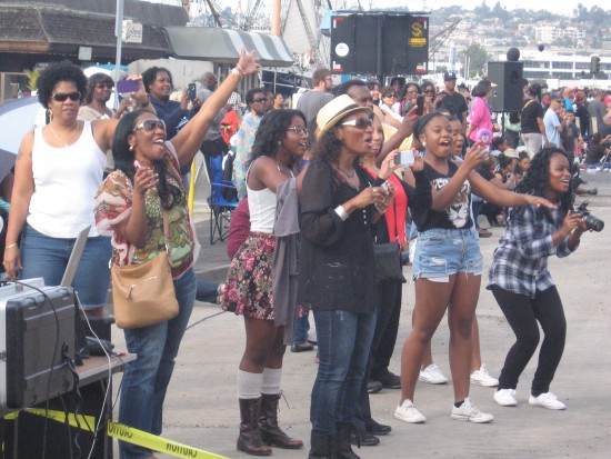 Crowd enthused by a great parade performance.