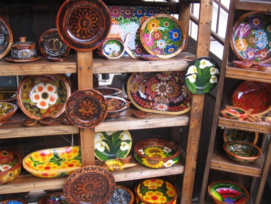 Very colorful pottery can be found everywhere.