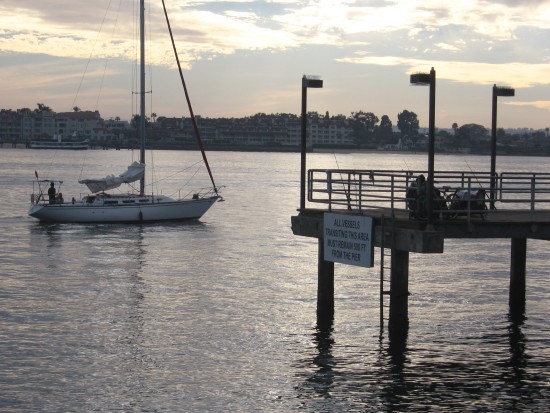 Golden afternoon light flows across the gentle water.