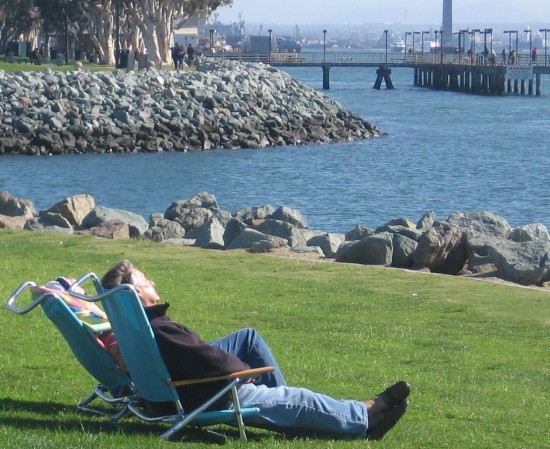 Just relaxing on the grass enjoying a nice day.