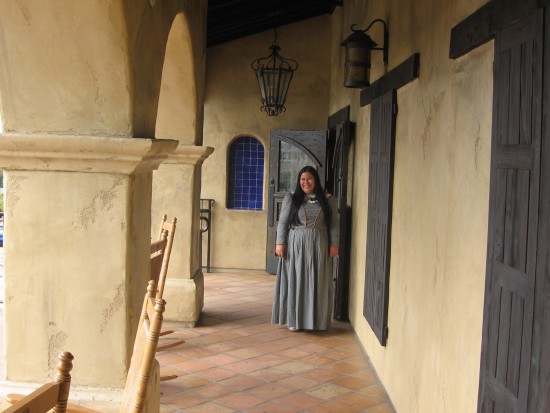 Missionary lady comes outside to welcome a new visitor.