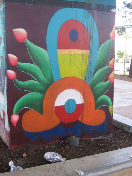 Abstract plant-like painting appears symbolic.