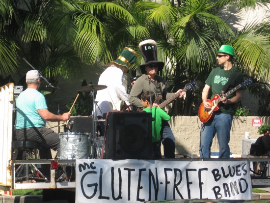 A band was playing on a float even before the parade started.