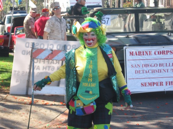 Clown's tie indicates Irish For a Day.
