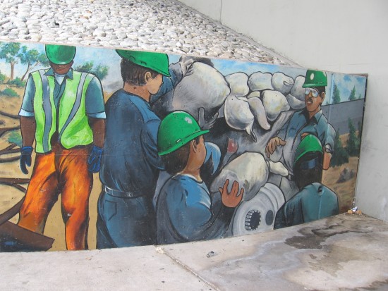 South end of long Urban Corps mural on Jefferson Street.