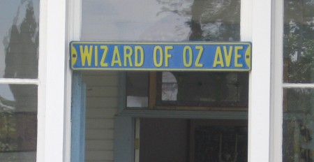 Wizard of Oz Ave sign above front door.