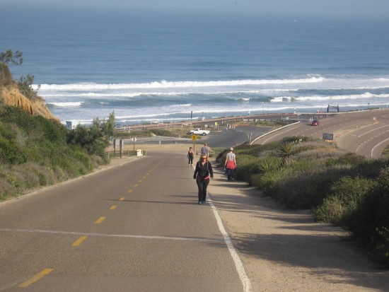 Heading up steep Torrey Pines Park Road.