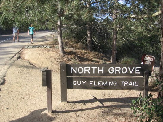 Guy Fleming Trail sign on Torrey Pines Park Road.