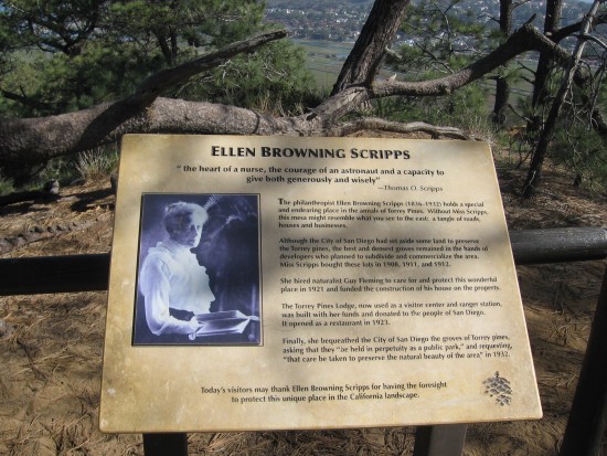 Sign about philanthropist Ellen Browning Scripps.